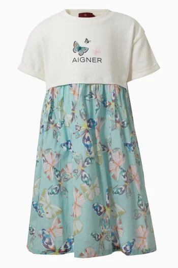 Butterfly-print Dress in Cotton