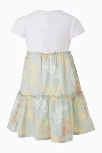 BG SS DRESS W/ PLAIN TOP FLORAL AND BUTTERFLY PRINT AND FLORAL SKIRT:Light/Pastel Green (New):9M|219237799