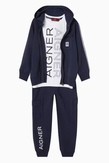 كنزة بغطاء رأس ورقعة شعار الماركة قطن