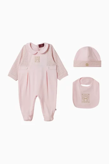 طقم بيجاما قطعة واحدة بتطريز شعار الماركة قطن بيما