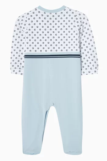 بيجاما قطعة واحدة بطبعة شعار الماركة قطن