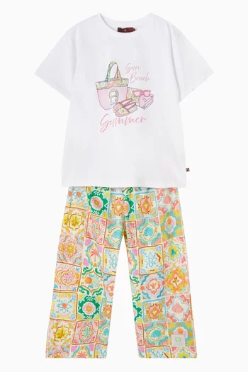 Tile-print Pants in Cotton