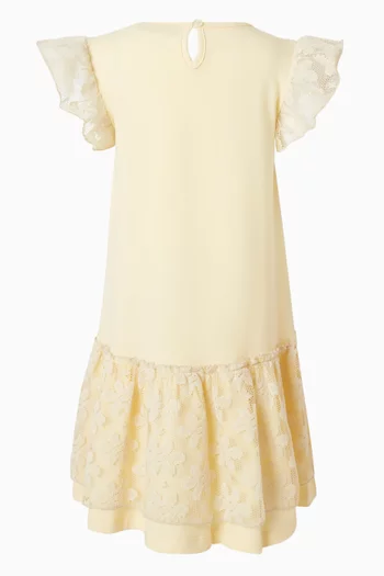 فستان بشريط شعار الماركة قطن ودانتيل