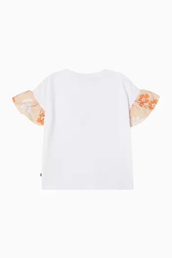 Floral-print T-shirt in Cotton & Tulle