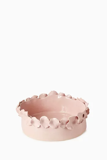 طبق كبير مزين ببتلات زهور خزف