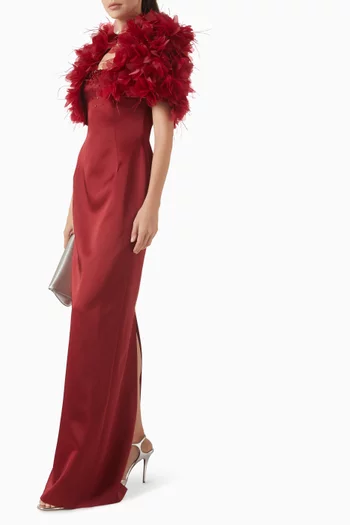 Appliqué-shawl Dress