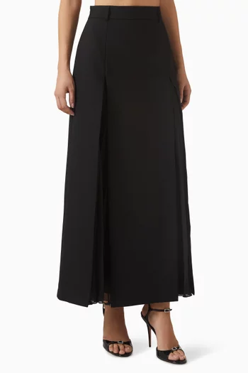 Pleated Panel Midi Skirt