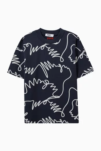 Abstract-print T-shirt in Cotton
