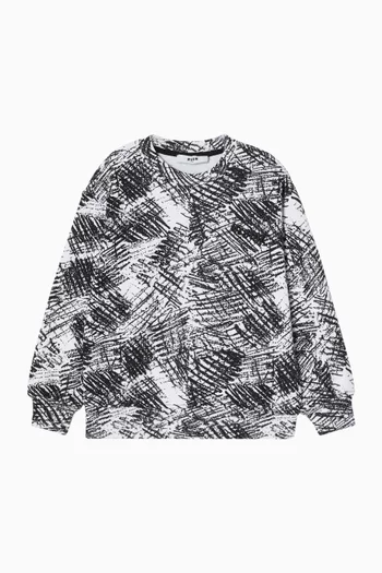 Abstract Scribble Print Sweatshirt in Cotton