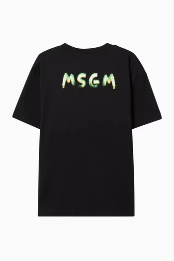 تي شيرت بطبعة شعار الماركة قطن