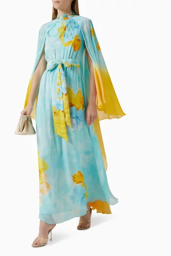 3D Hand-embroidered Dress in Chiffon