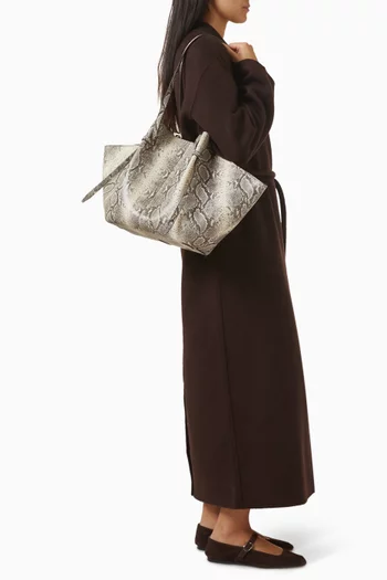 Large Mochi Snake-embossed Tote Bag in Leather