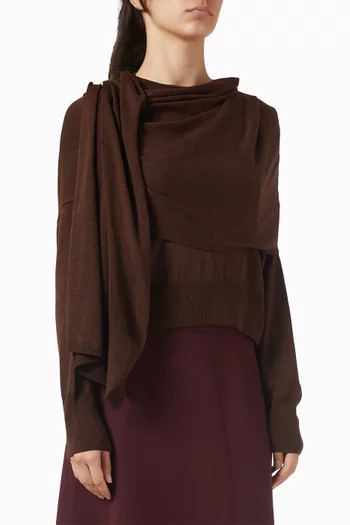 Scarf Drape Sweater in Cotton-knit