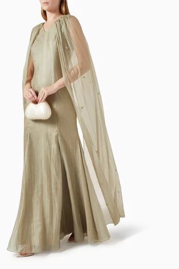 Cape-style Maxi Dress