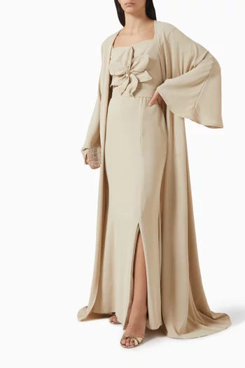 Floral-applique Kaftan & Dress Set