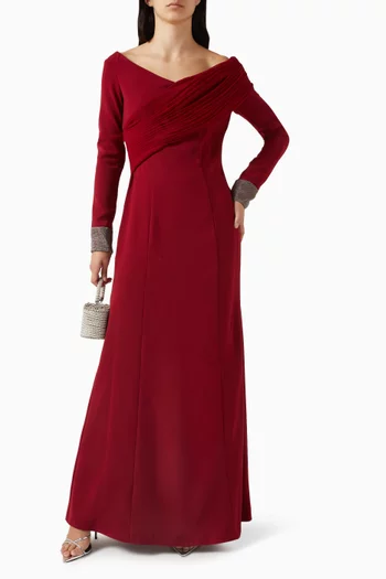 Asymmetrical-neckline Maxi Dress