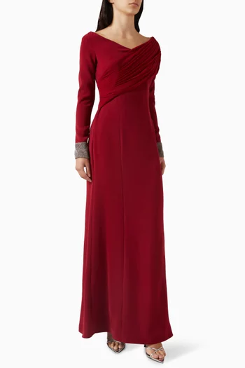 Asymmetrical-neckline Maxi Dress