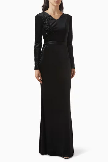 Embellished Dress in Stretch-velvet