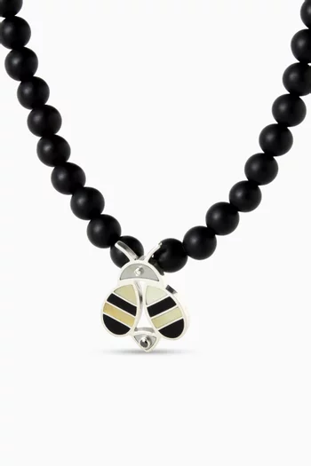 Handmade 925 silver necklace inlaid with wmop, bmop and black onyx stones . Weight 10.01 g:SILVER:One Size|219242704