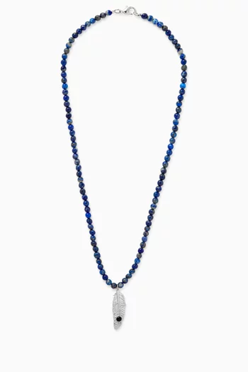 Feather Beaded Necklace in Sterling Silver