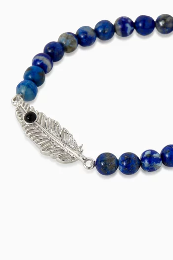 Feather Beaded Bracelet in Sterling Silver