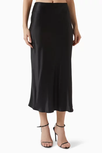 Miranda Bias-cut Midi Skirt in Silk