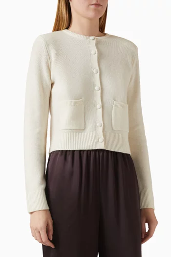 Emilia Shoulder Pad Cardigan in Cashmere