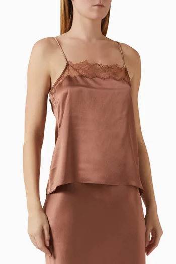 Haya Lace-trim Cami Top in Silk