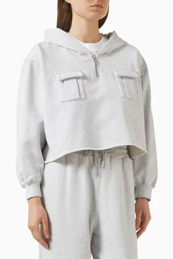 كنزة بغطاء رأس قصيرة بطبعة سوفت لايف 