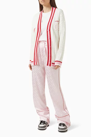 College Patch Cardigan in Cable-knit