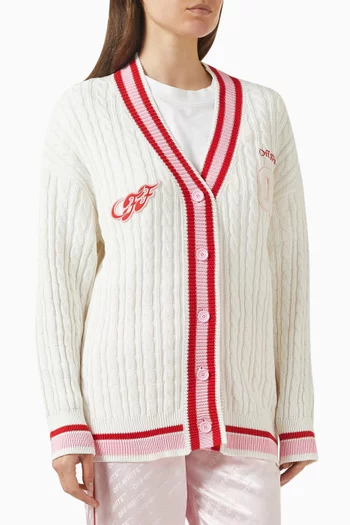 College Patch Cardigan in Cable-knit