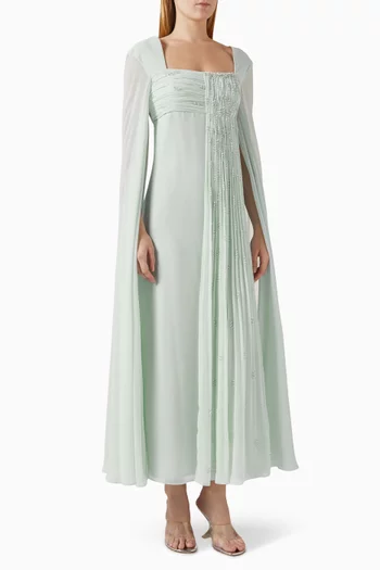 Embroidered Ruched Gown