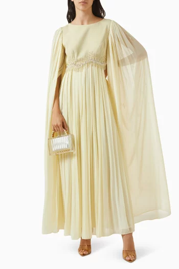 Embellished Cape Gown