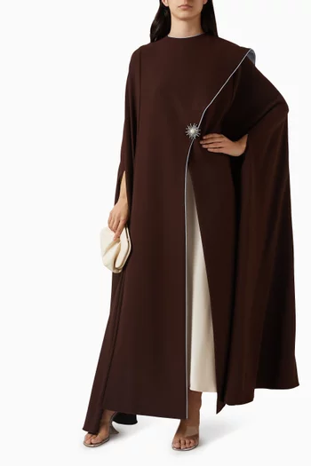 Soleil Brun Abaya in Crepe