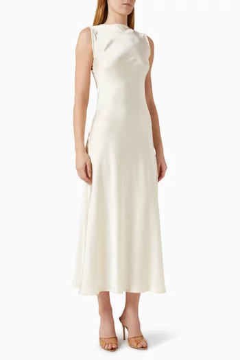 Stone Midi Dress in Satin