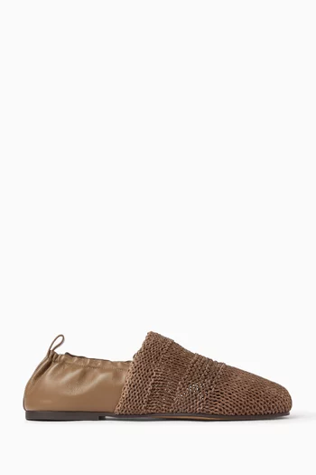 Woven Slip-on Loafers in Leather