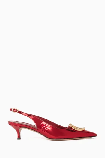 Sara 40 Slingback Pumps in Metallic Leather