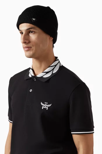 قبعة بيني بشعار الماركة صوف