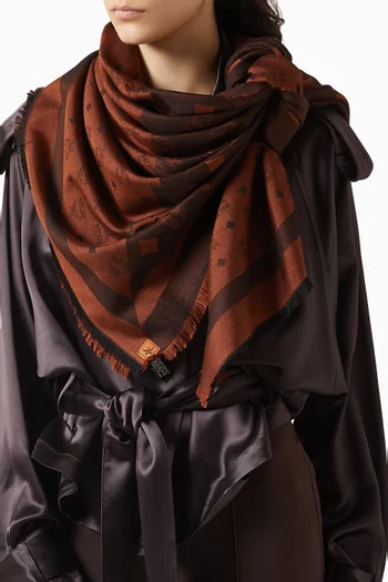 وشاح مربع بنقشة فيزيتوس صوف وحرير