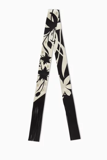 Unused Bouquet Final Leather Fringed Twilly Scarf