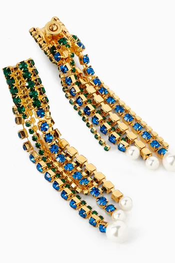 أقراط متدلية مرصعة بالكريستال نحاس بلون ذهبي