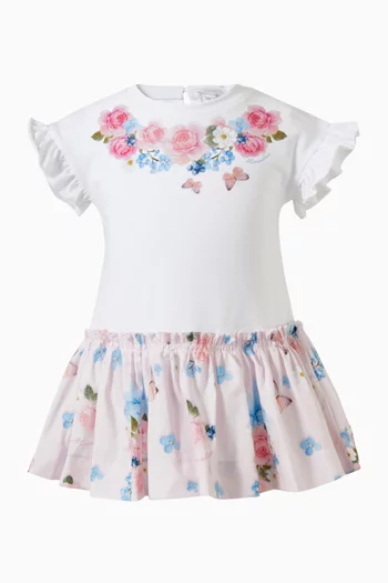 فستان كشكش بنقشة زهور