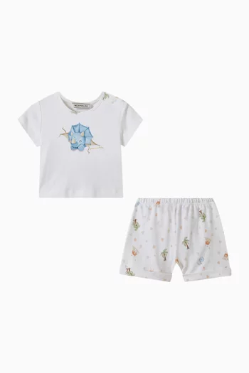 Dino-print T-shirt & Shorts Set
