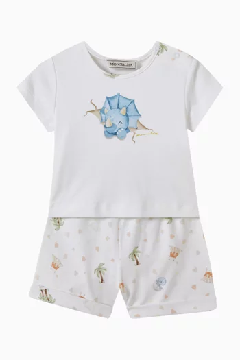 Dino-print T-shirt & Shorts Set