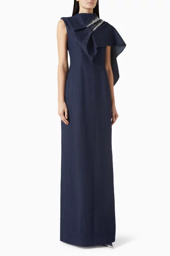 Crystal-embellished Dress in Silk Denim