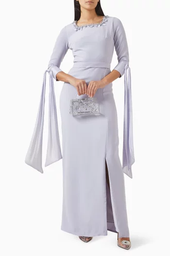 فستان سهرة بزهور بارزة