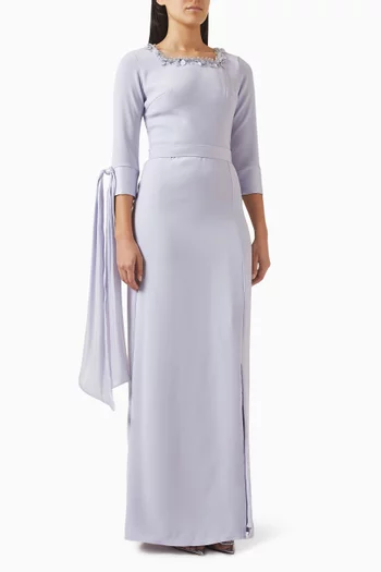 فستان سهرة بزهور بارزة