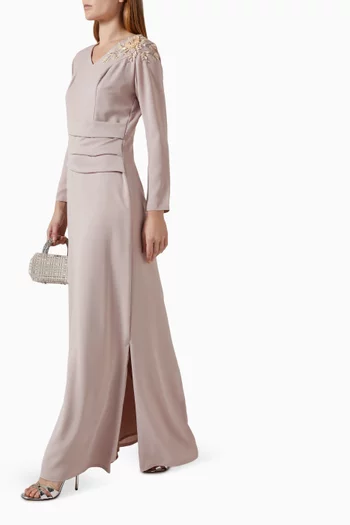 فستان سهرة بزهور بارزة