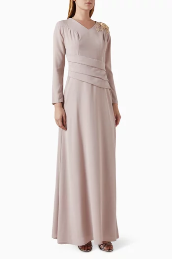 فستان سهرة بزهور بارزة