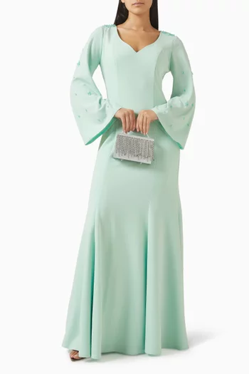 فستان سهرة مطرز بخرز